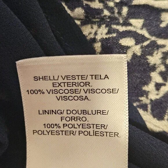 Lucky Brand Size M Blue & White Leaf Pattern Maxi Dress Lightweight Lined - Picture 8 of 9